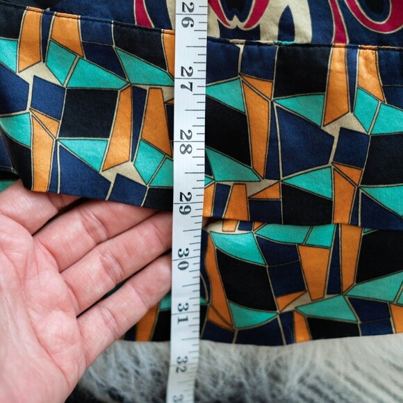 CAbi Chelsea Tunic SzL Colorful 100% Silk Babydoll Empire Waist Tie 3/4 Sleeve - Picture 9 of 9